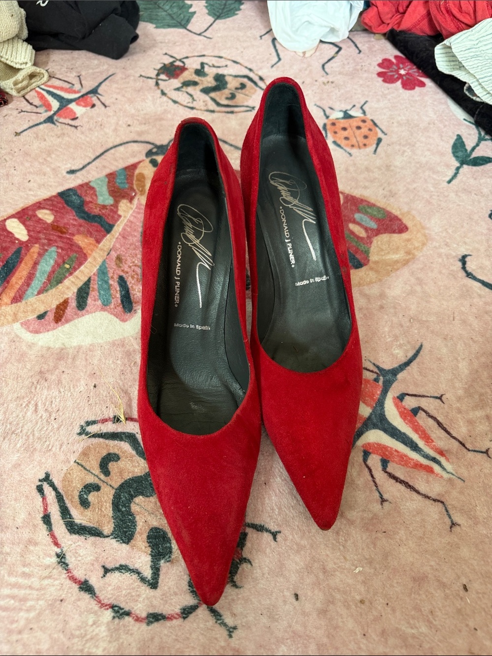 Donald J. Pliner Red Suede Pointed-Toe Pumps